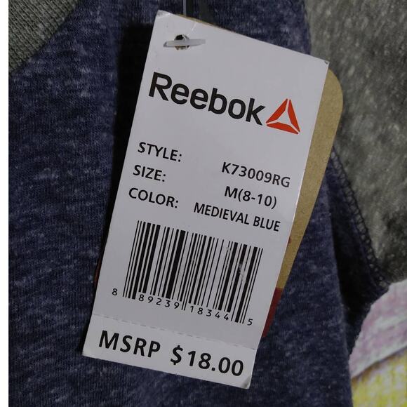 Reebok raglan light blue tee size M New - Picture 3 of 4